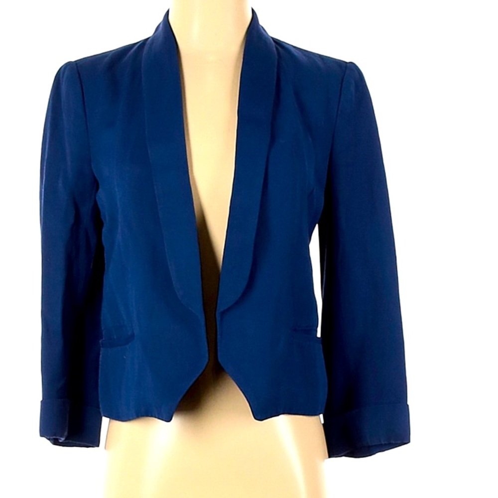 ZARA Cobalt Blue Linen-Blend Blazer